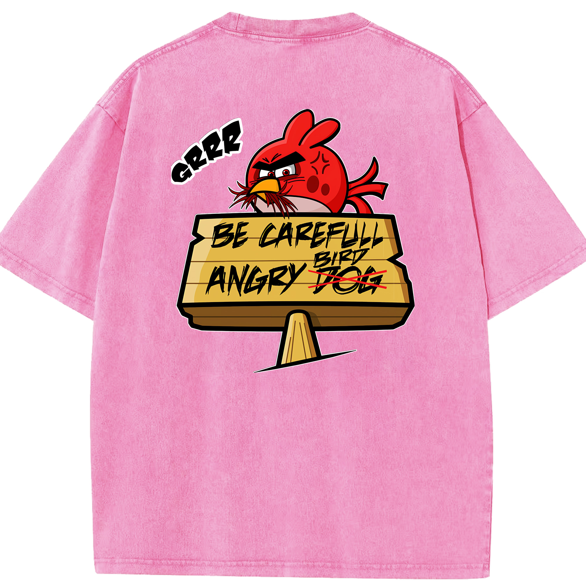 （画像用） Angry Birds アングリーバード 綿100% ヴィンテージ風 半袖Tシャツ（背面プリント）